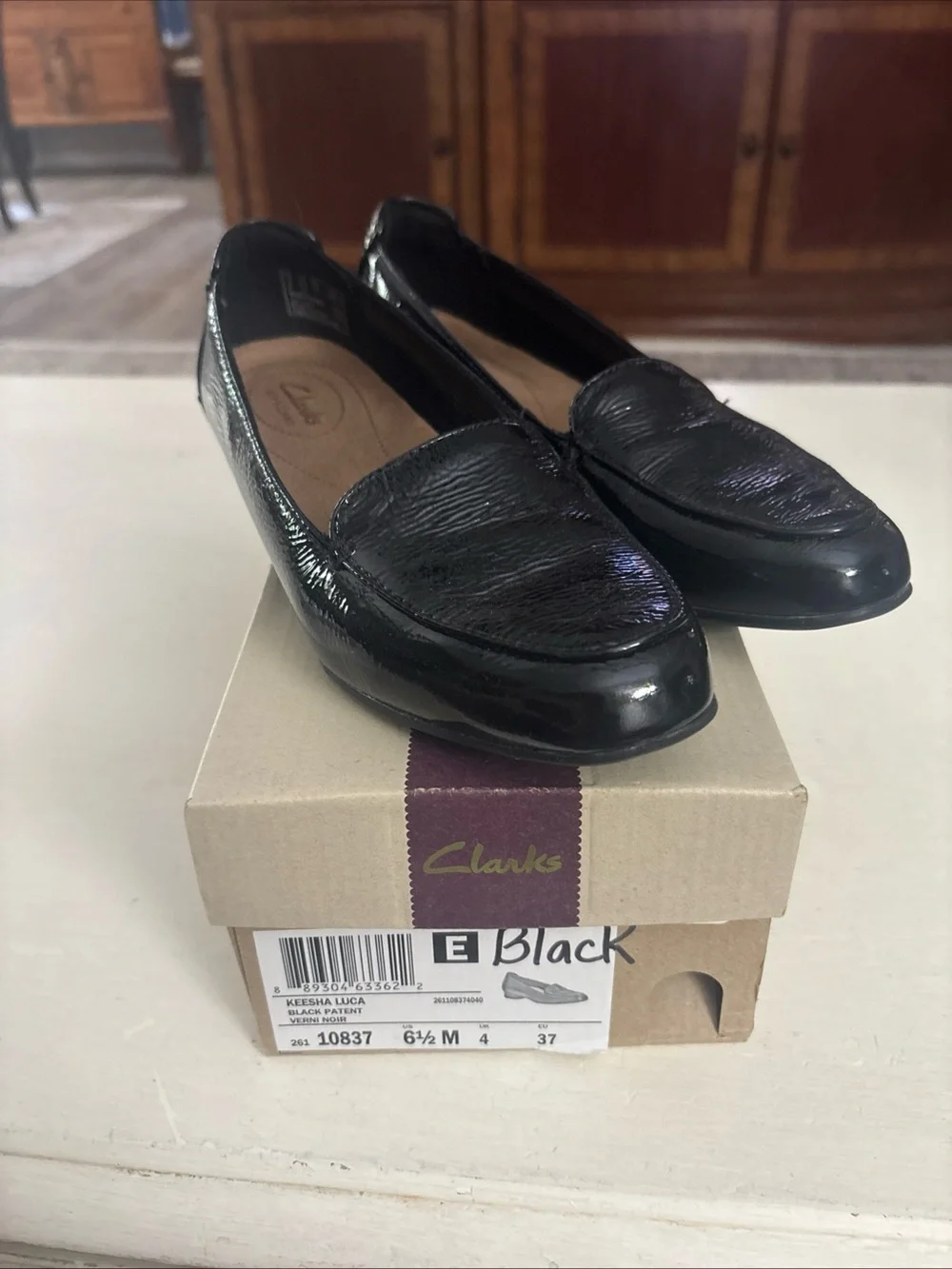 Clarks Black Patent Leather Women's Loafers